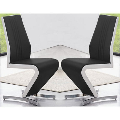 Furniture in Fashion Gia Black And White Faux Leather Dining Chairs In Pair - image 1
