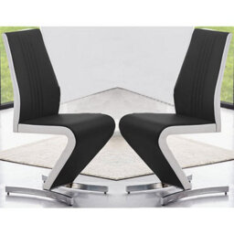 Furniture in Fashion Gia Black And White Faux Leather Dining Chairs In Pair