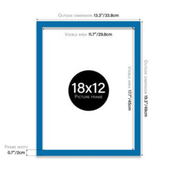 18X12 Blue Picture Frame (45.7 X 30.5Cm) Poster, Photo, Artwork, Gallery Wall Or Print - thumbnail 3