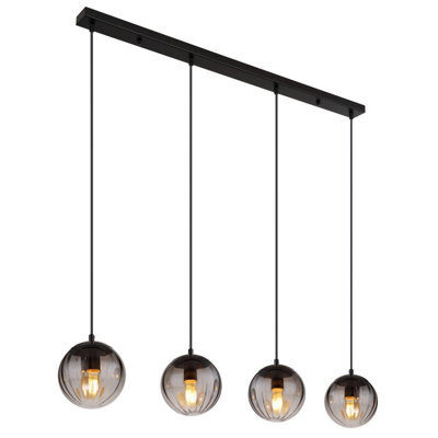 Luminosa Lighting Luminosa Dallerta Bar Pendant Ceiling Light Matt Black Smoke Glass Shade 4X E27 - image 1