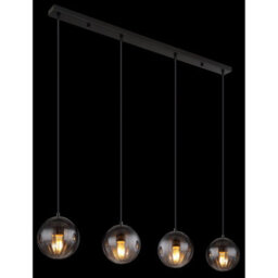 Luminosa Lighting Luminosa Dallerta Bar Pendant Ceiling Light Matt Black Smoke Glass Shade 4X E27 - thumbnail 5