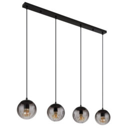 Luminosa Lighting Luminosa Dallerta Bar Pendant Ceiling Light Matt Black Smoke Glass Shade 4X E27 - thumbnail 2