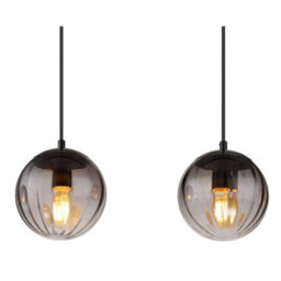 Luminosa Lighting Luminosa Dallerta Bar Pendant Ceiling Light Matt Black Smoke Glass Shade 4X E27 - thumbnail 4