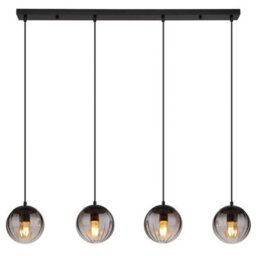 Luminosa Lighting Luminosa Dallerta Bar Pendant Ceiling Light Matt Black Smoke Glass Shade 4X E27 - thumbnail 3