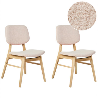 Beliani Set Of 2 Dining Chairs Elaine Boucle Light Brown/ Beige - image 1