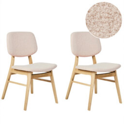 Beliani Set Of 2 Dining Chairs Elaine Boucle Light Brown/ Beige - thumbnail 1