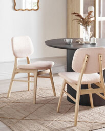 Beliani Set Of 2 Dining Chairs Elaine Boucle Light Brown/ Beige - thumbnail 2