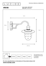 Lucide Aruba Outdoor Hanging Lantern Wall Light Rust Brown - thumbnail 4