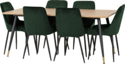 Seconique Hamilton Large Dining Set Oak Effect With 6 Green Velvet Avery Chairs - thumbnail 2