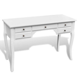 Berkfield Wooden French Desk With Curved Legs And 5 Drawers - thumbnail 1