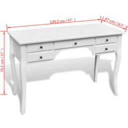 Berkfield Wooden French Desk With Curved Legs And 5 Drawers - thumbnail 4