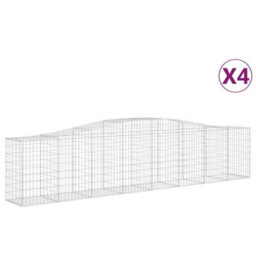 Berkfield Arched Gabion Baskets 4 Pcs 400X50X80/100 Cm Galvanised Iron - thumbnail 2