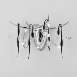 Luminosa Lighting Luminosa Cygnet Wall Lamp 3 Light G4 Polished Chrome/black Glass/crystal, Not Led/cfl Compatible - thumbnail 2
