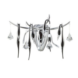 Luminosa Lighting Luminosa Cygnet Wall Lamp 3 Light G4 Polished Chrome/black Glass/crystal, Not Led/cfl Compatible