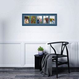 AK Frames 26X8 Navy Blue Classic Multi Photo Frame With Pompadour Mount - Holds 5 Apertures (5X) 6X4 Photos - thumbnail 3