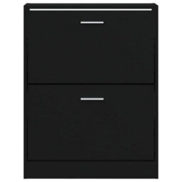 Berkfield Shoe Cabinet Black 59X17X81 Cm Engineered Wood - thumbnail 5