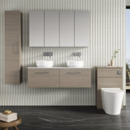 Nuie Arno Wall Hung 2-Drawer Modern Vanity Unit With Bellato Grey Laminate Worktop - thumbnail 4