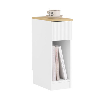 Sobuy Fbt111-W Slim Bedside Table Bedside Cabinet Narrow Side Table Nightstand With Drawer And Shelf,white,w20Xd35Xh60 - image 1
