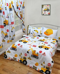 Kidz Kollectionz Super King Size Bed Construction Duvet Cover Set, Diggers, Trucks - thumbnail 2