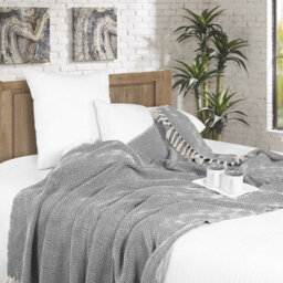 Ehc Luxury Reversible Super Soft Cotton Diamond Large Throw For Sofa, Double Bed, Armchair - Grey, 150 X 200 Cm - thumbnail 3