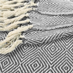 Ehc Luxury Reversible Super Soft Cotton Diamond Large Throw For Sofa, Double Bed, Armchair - Grey, 150 X 200 Cm - thumbnail 6