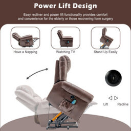 Btm Large Power Lift Recliner With Massage  Heat For Elderly, Heavyduty Faux Leather, Usb Port, 2 Side Pockets - thumbnail 8