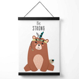Artze Wall Art Be Strong Bear Tribal Animal Quote Art Print With Black Frame Size: A4 - thumbnail 1