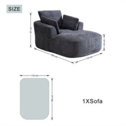 Abrihome Mimo Chaise Lounge With Fireproof Fabric, High Density Foam & Cushion, Ideal For Living Room, Bedroom, Grey, Chenille - thumbnail 5