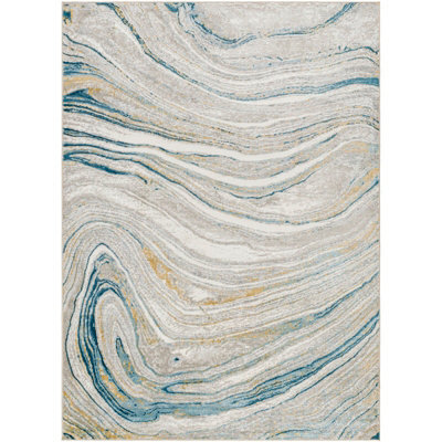 Livabliss San Francisco-Modern Blue Grey Yellow Graphic Living Dining Bedroom Rug 200 X 275 Cm Easy Care, Non Shedding - image 1