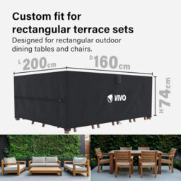 Vivo Garden Furniture Set Covers 200X160X74Cm Rattan Tear Resistant Oxford Fabric 420D - thumbnail 8