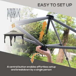 Outsunny 3 X 3(M) Pop Up Gazebo, Instant Shelter With Mosquito Netting, Grey - thumbnail 4