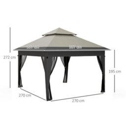Outsunny 3 X 3(M) Pop Up Gazebo, Instant Shelter With Mosquito Netting, Grey - thumbnail 3