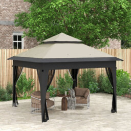 Outsunny 3 X 3(M) Pop Up Gazebo, Instant Shelter With Mosquito Netting, Grey - thumbnail 1