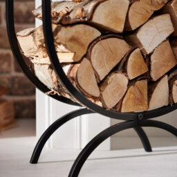 Dibor Contemporary Fireplace Freestanding Large Iron Black U Shape Fireside Firewood Log Holder, Log Storage Rack - thumbnail 4