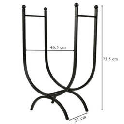 Dibor Contemporary Fireplace Freestanding Large Iron Black U Shape Fireside Firewood Log Holder, Log Storage Rack - thumbnail 2