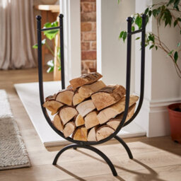 Dibor Contemporary Fireplace Freestanding Large Iron Black U Shape Fireside Firewood Log Holder, Log Storage Rack - thumbnail 3