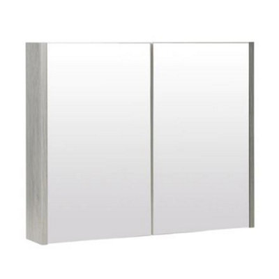 Clifton Mirror Bathroom Cabinet 800mm Wide - Silver Oak - image 1