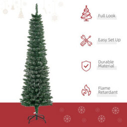 Homcom 5.5Ft Artificial Snow Dipped Christmas Tree Home Indoor Decoration Green - thumbnail 4