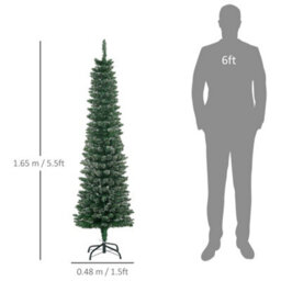 Homcom 5.5Ft Artificial Snow Dipped Christmas Tree Home Indoor Decoration Green - thumbnail 3
