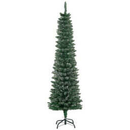 Homcom 5.5Ft Artificial Snow Dipped Christmas Tree Home Indoor Decoration Green - thumbnail 2