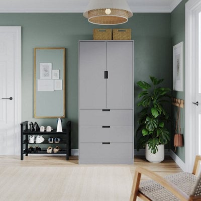 Urbn-Living Urbnliving 180Cm Height Grey Wardrobe With 2 Door 3 Drawer Storage And Modern Hanging Rail Furniture - image 1