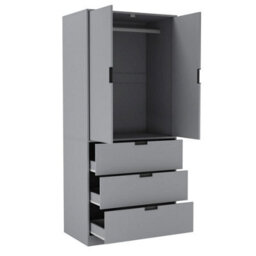 Urbn-Living Urbnliving 180Cm Height Grey Wardrobe With 2 Door 3 Drawer Storage And Modern Hanging Rail Furniture - thumbnail 5