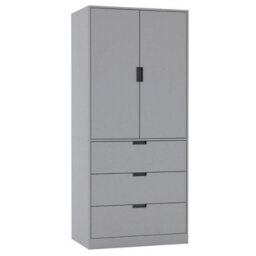 Urbn-Living Urbnliving 180Cm Height Grey Wardrobe With 2 Door 3 Drawer Storage And Modern Hanging Rail Furniture - thumbnail 4