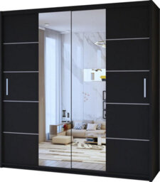 Sliding Wardrobes 4 u LTD Sliding Wardrobes 4U Eddin Modern Sliding Mirror Door Wardrobe In  White, Black & Grey Colors - Black (W)1500mm, (H)2170mm - thumbnail 2