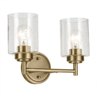 Luminosa Lighting Elstead Kichler Winslow Wall Lamp Classic Natural Brass, Glass Shades 2X E27 - image 1