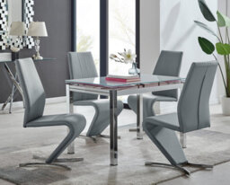 Furniturebox Uk Enna White Glass Extending Dining Table And 4 Grey Willow Chairs - thumbnail 1