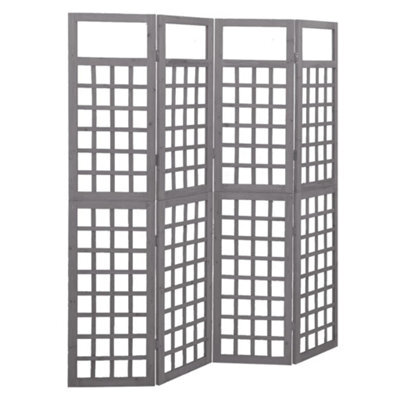 Berkfield 4-Panel Room Divider/trellis Solid Fir Wood Grey 161X180 Cm - image 1