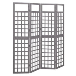 Berkfield 4-Panel Room Divider/trellis Solid Fir Wood Grey 161X180 Cm - thumbnail 1