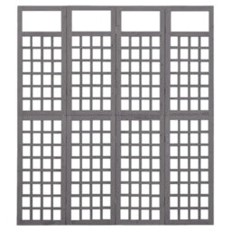 Berkfield 4-Panel Room Divider/trellis Solid Fir Wood Grey 161X180 Cm - thumbnail 2