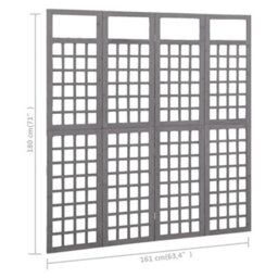 Berkfield 4-Panel Room Divider/trellis Solid Fir Wood Grey 161X180 Cm - thumbnail 6